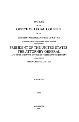 Office of Legal Counsel President of the United