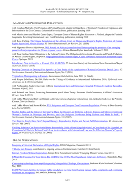 ACADEMIC and PROFESSIONAL PUBLICATIONS with Jonathan Mccully, the Protection of Political Speech, Chapter in Regardless of Front