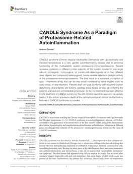 Candle Syndrome As a Paradigm of Proteasome-Related Autoinflammation