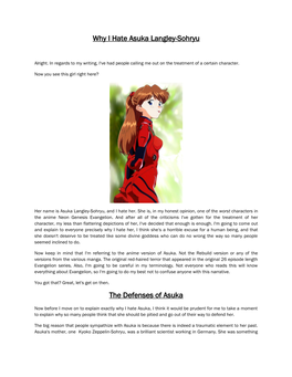 Why I Hate Asuka Langley-Sohryu