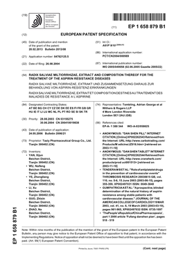 Radix Salviae Miltiorrhizae, Extract and Composition