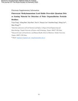 Electronic Supplementary Information Fluorescent Methylammonium Lead