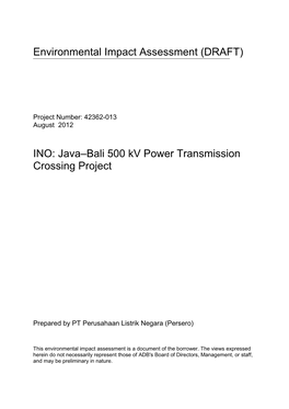 Draft EIA: Indonesia: Java-Bali 500 Kv Power Transmission Crossing Project