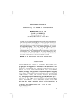 Multimodel Inference. Understanding AIC and BIC in Model Selection