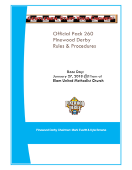 Official Pack 260 Pinewood Derby Rules & Procedures