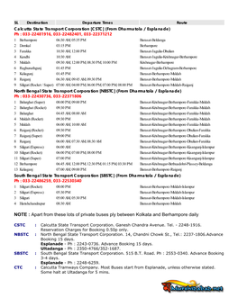 Buses from Kolkata to Berhampore, Murshidabad