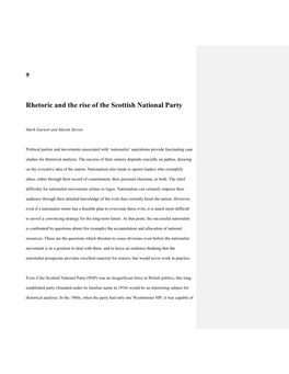 Rhetoric and the Rise of the Scottish National Party