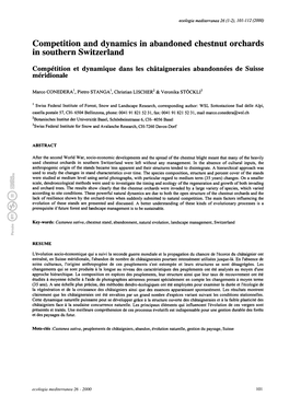 Competition and Dynamics in Abandoned Chestnut Orchards in Southern Switzerland