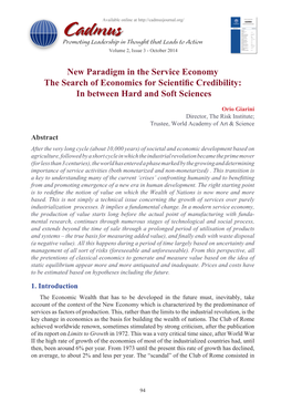 New Paradigm in the Service Economy the Search of Economics for Scientific Credibility: in Between Hard and Soft Sciences