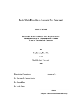 Racial/Ethnic Disparities in Household Debt Repayment