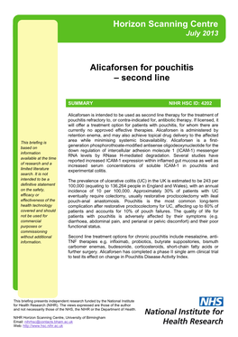 Alicaforsen for Pouchitis – Second Line