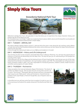 Snowdonia National Park Tour