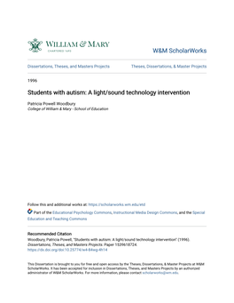 Students with Autism: a Light/Sound Technology Intervention