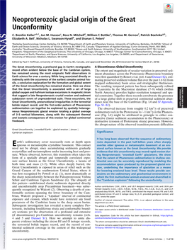 Neoproterozoic Glacial Origin of the Great Unconformity