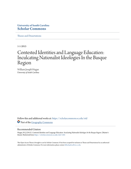 Inculcating Nationalist Ideologies in the Basque Region William Joseph Hogan University of South Carolina