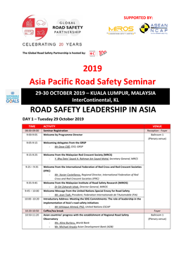 2019 Asia Pacific Road Safety Seminar