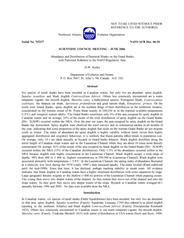 Abundance and Distribution of Denersal Sharks on the Grand