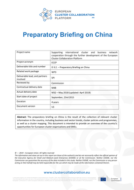 Preparatory Briefing on China
