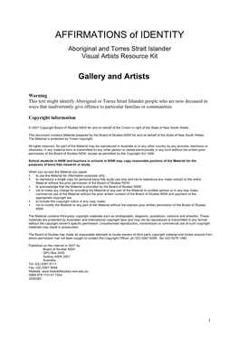 Affirmations of Identity, Aboriginal and Torres Strait Islander Visual Artists Resource