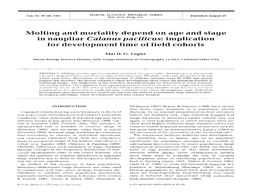 In Naupliar Calanus Pacificus: Implication for Development Time of Field Cohorts