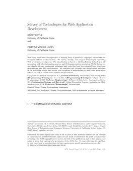 Survey of Technologies for Web Application Development