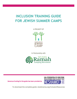 Inclusion Training Guide for Jewish Summer Camps