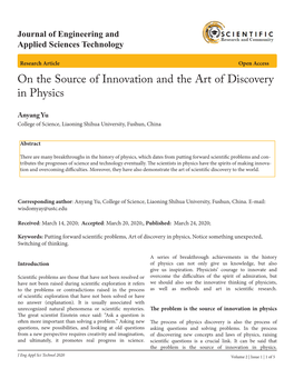On the Source of Innovation and the Art of Discovery in Physics