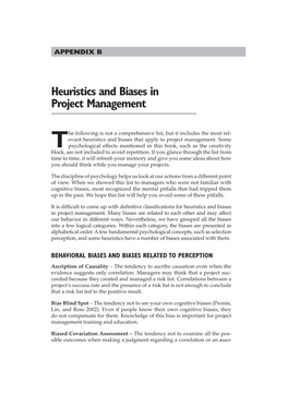 Heuristics and Biases in Project Management