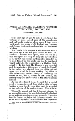 Notes on Richard Mather's 