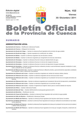 Boletín Oficial De La Provincia De Cuenca Sumario Administración Local