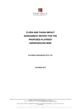 Flora and Fauna Impact Assessment Report for the Proposed Platreef Underground Mine