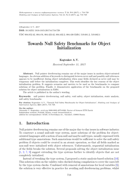 Towards Null Safety Benchmarks for Object Initialization