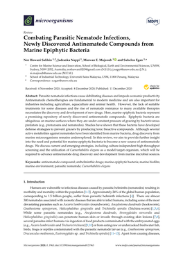 Combating Parasitic Nematode Infections, Newly Discovered Antinematode Compounds from Marine Epiphytic Bacteria