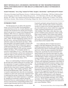 Iron Mineralogy and Redox Chemistry of the Mesoproterozoic Newland Formation in the Helena Embayment, Belt Supergroup, Montana