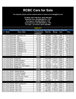 RCBC Cars for Sale