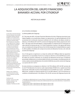 La Adquisición Del Grupo Financiero Banamex-Accival Por Citigroup..., Pp