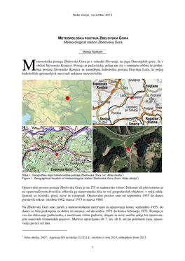 METEOROLOŠKA POSTAJA ZBELOVSKA GORA Meteorological Station Zbelovska Gora