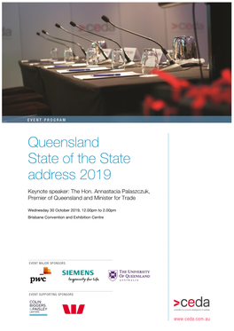 Queensland State of the State Address 2019