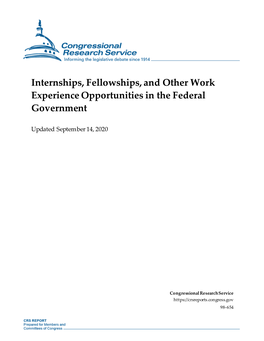 Internships, Fellowships, and Other Work Experience Opportunities in the Federal Government