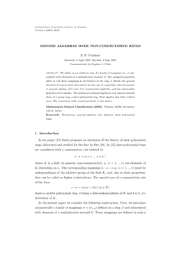 Monoid Algebras Over Non-Commutative Rings E. P