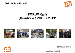 FORUM-Quiz „Bomlitz – 1928 Bis 2019“