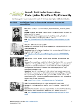 Kindergarten: Myself and My Community