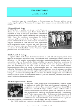 POUR SE DÉTENDRE Les Inédits Du Football Anecdotes, Gags, Faits