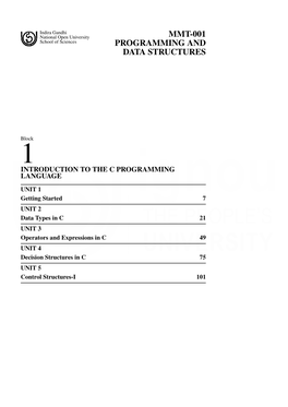 Mmt-001 Programming and Data Structures