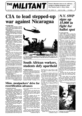 CIA to Lead Stepped-Up War Against Nicaragua