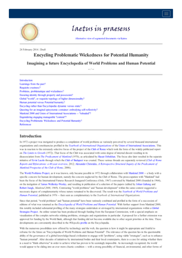 Encycling Problematic Wickedness for Potential Humanity Imagining a Future Encyclopedia of World Problems and Human Potential -- /
