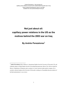 Not Just About Oil: Power Relations As Reasons for the War on I