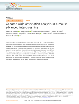 Genome Wide Association Analysis in a Mouse Advanced Intercross Line