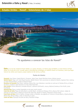 Extensión a Oahu Y Kauai (7 Días / 6 Noches)