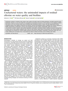 The Unintended Impacts of Residual Chlorine on Water Quality and Bioﬁlms ✉ Katherine E